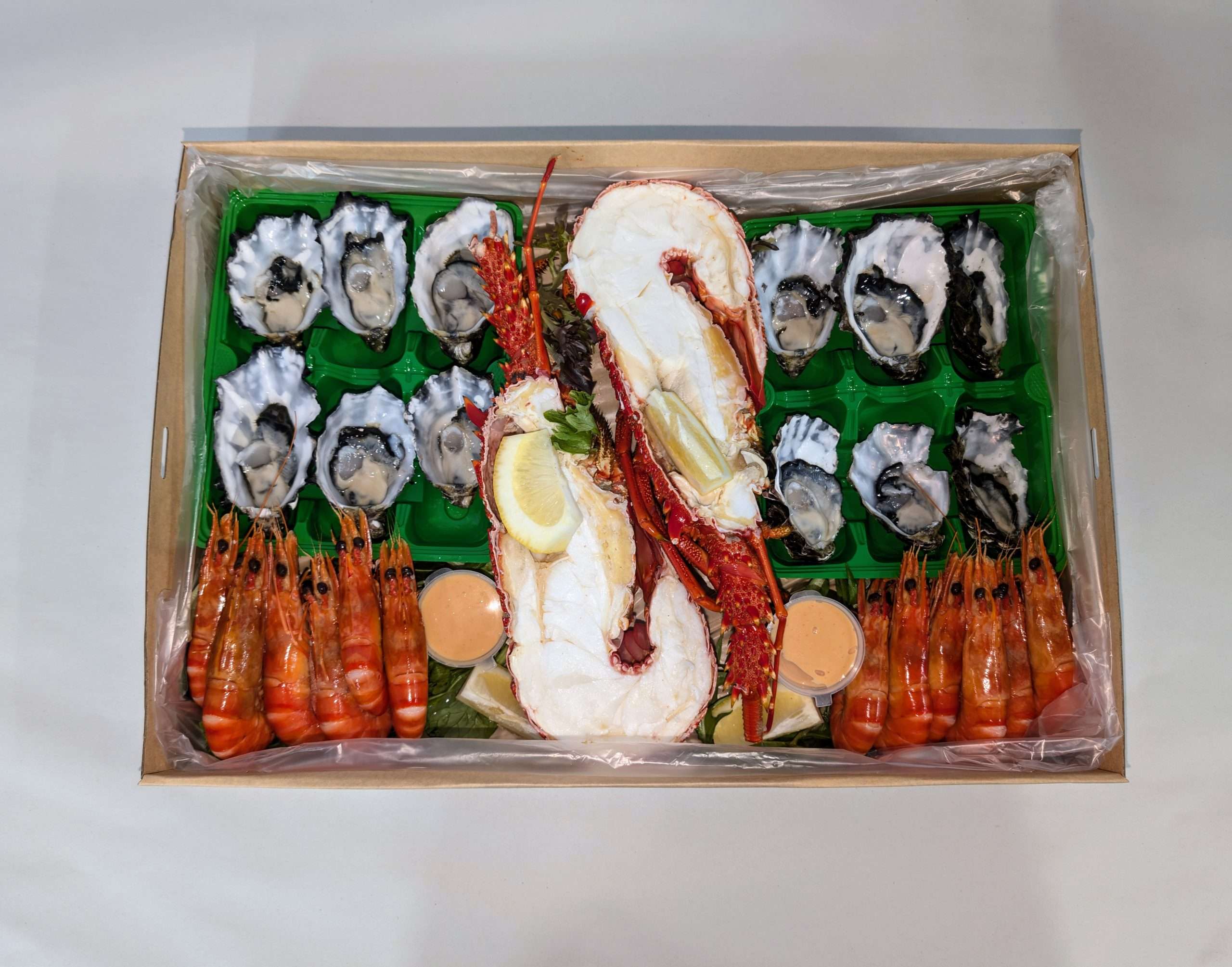 Platter - Full Cray/Oysters/Prawns. Cray @ $150/kg