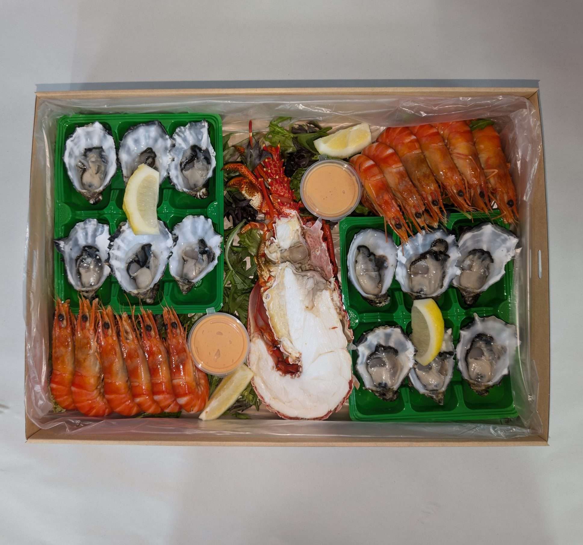 Platter - Half Cray/Oysters/Prawns. Cray @ $150/kg